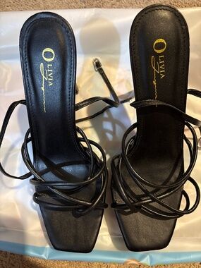 Strappy stiletto sandals in black
